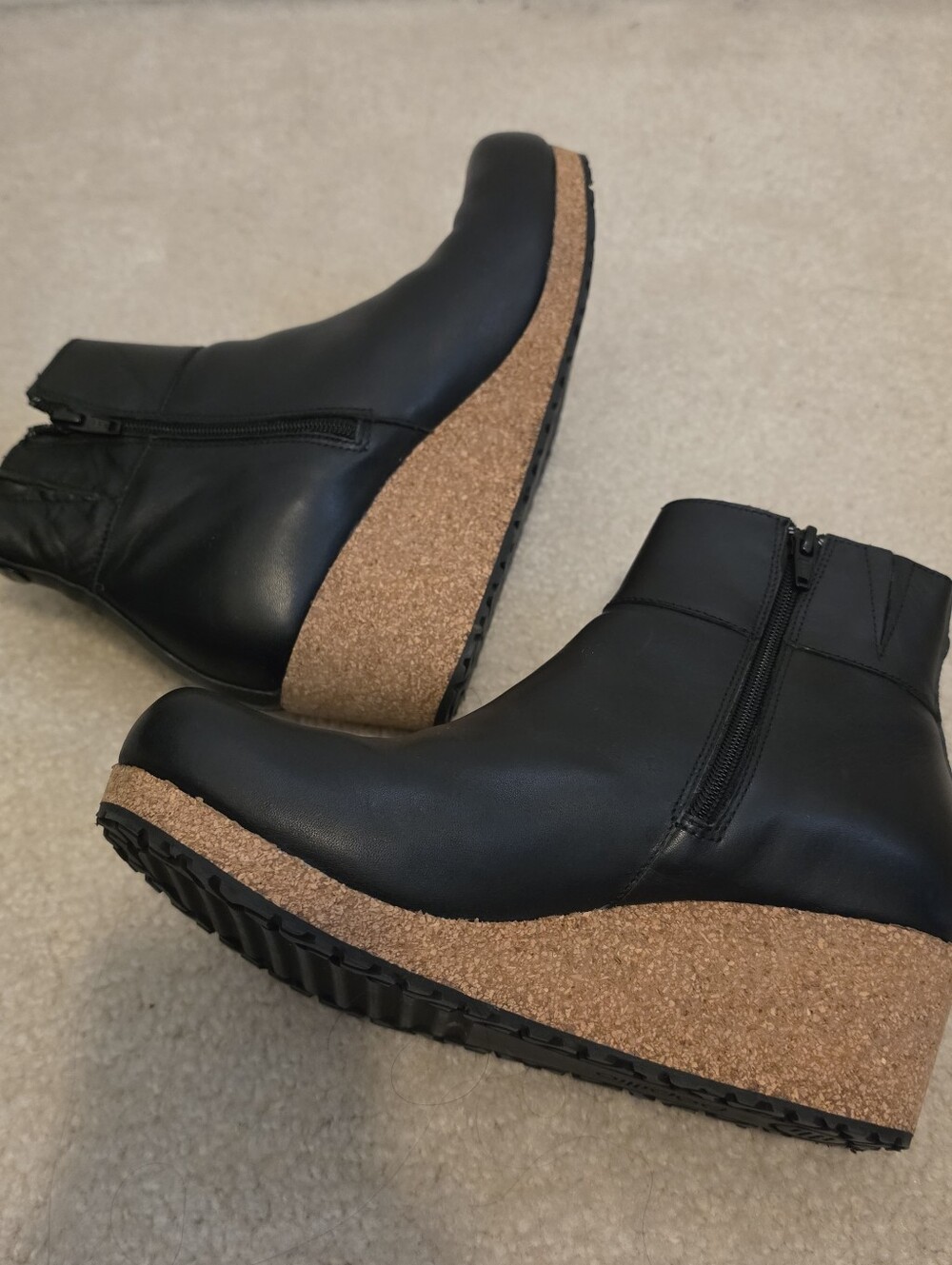 Papillio Ebba Black Wedge Ankle Boots